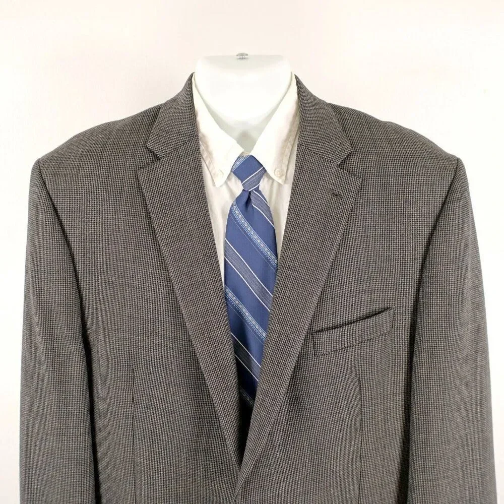 Lauren Ralph Lauren Thick Wool Wool Black Gray Tan Check 2 Button Sport Coat 46L